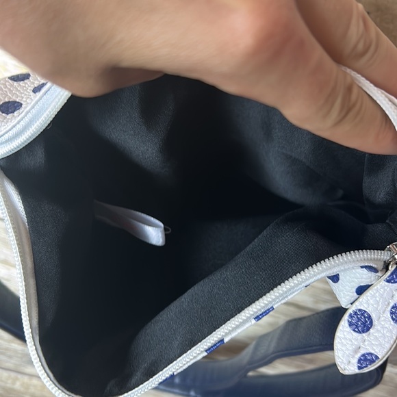 Imoshion bag purse white with blue dots adjustable shoulder strap like new - Picture 6 of 6